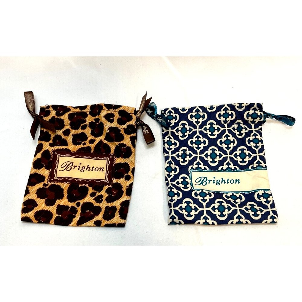 Brighton Jewelry fabric cloth drawstring gift pouch bag 6" x 5" set of 2